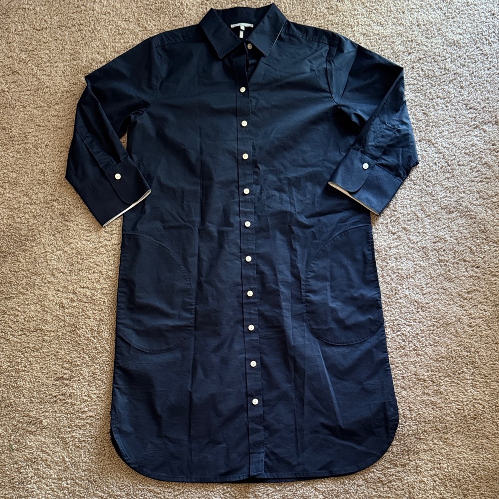 Classic Navy Button-Down Shirt Dress